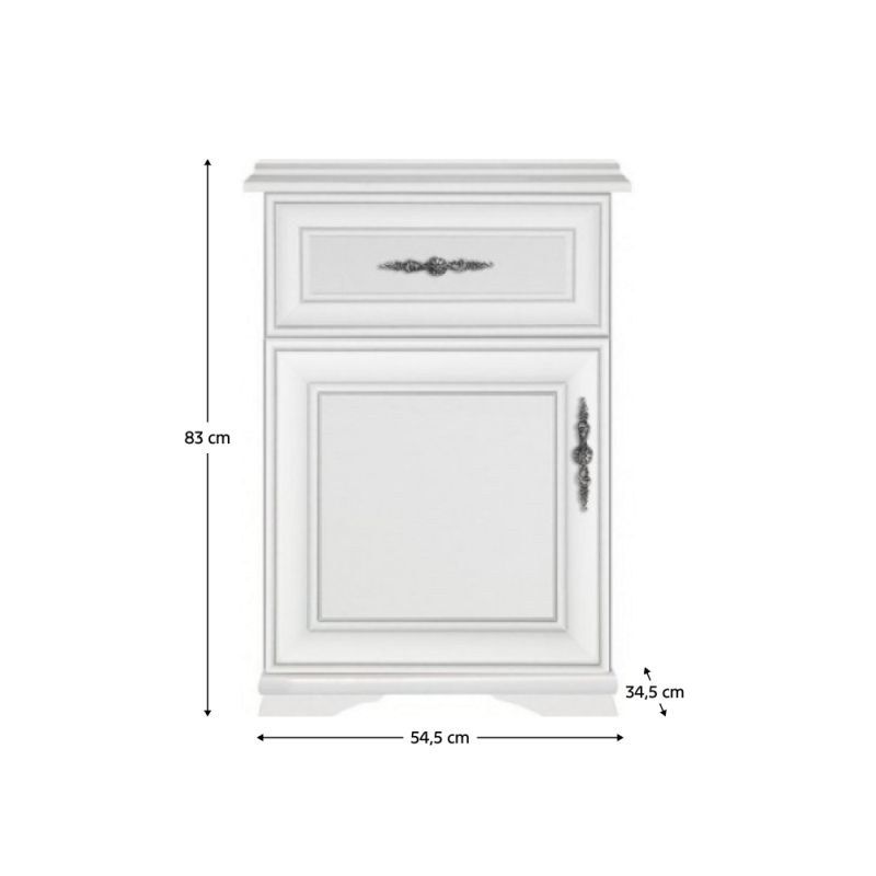 Komoda, 54cm, kombinovaná, alpská biela, KENTAK KOM1D1SL-P
