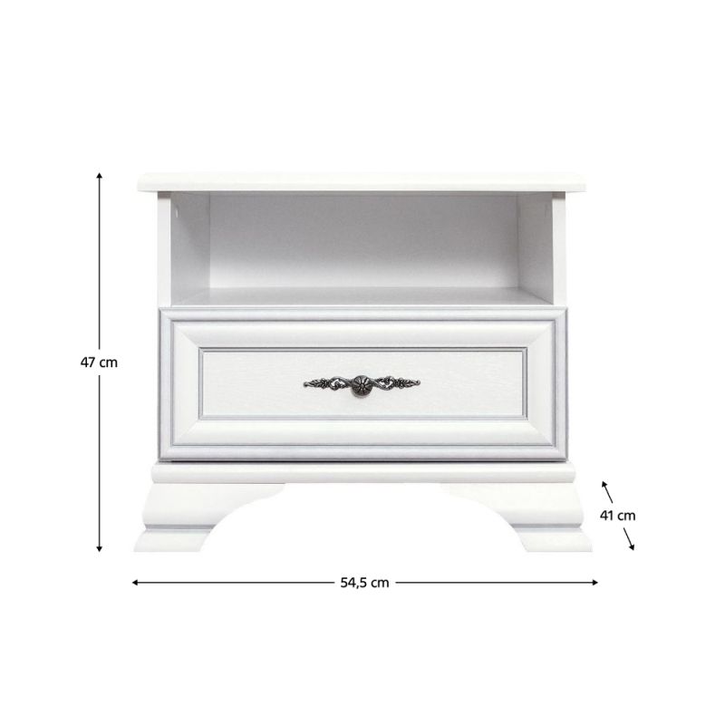 Nočný stolík, 54cm, alpská biela, KENTAK KOM1S