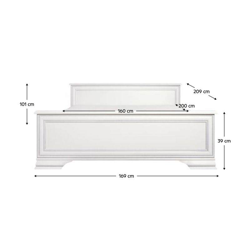 Manželská posteľ, 160x200, alpská biela, KENTAK