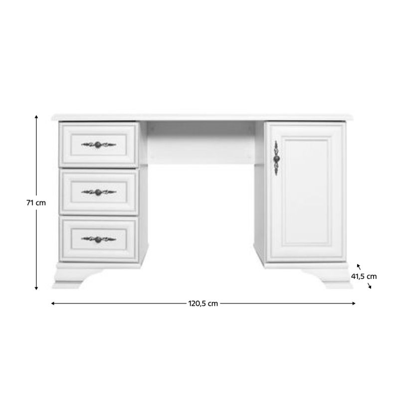 Toaletný stolík, 120cm, alpská biela, KENTAK TOL