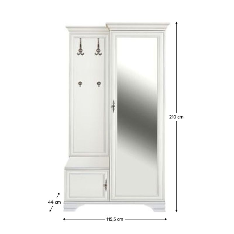 Predsieňová zostava, 115cm, alpská biela, pravá, KENTAK PPK110P