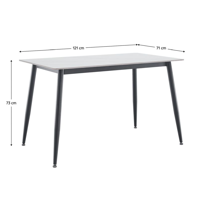 Jedálenský stôl, 121x71cm, keramika, biely, čierny, FLORENC TYP 1