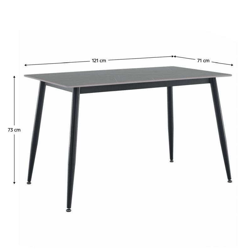 Jedálenský stôl, 121x71cm, keramika, sivý, čierny, FLORENC TYP 1