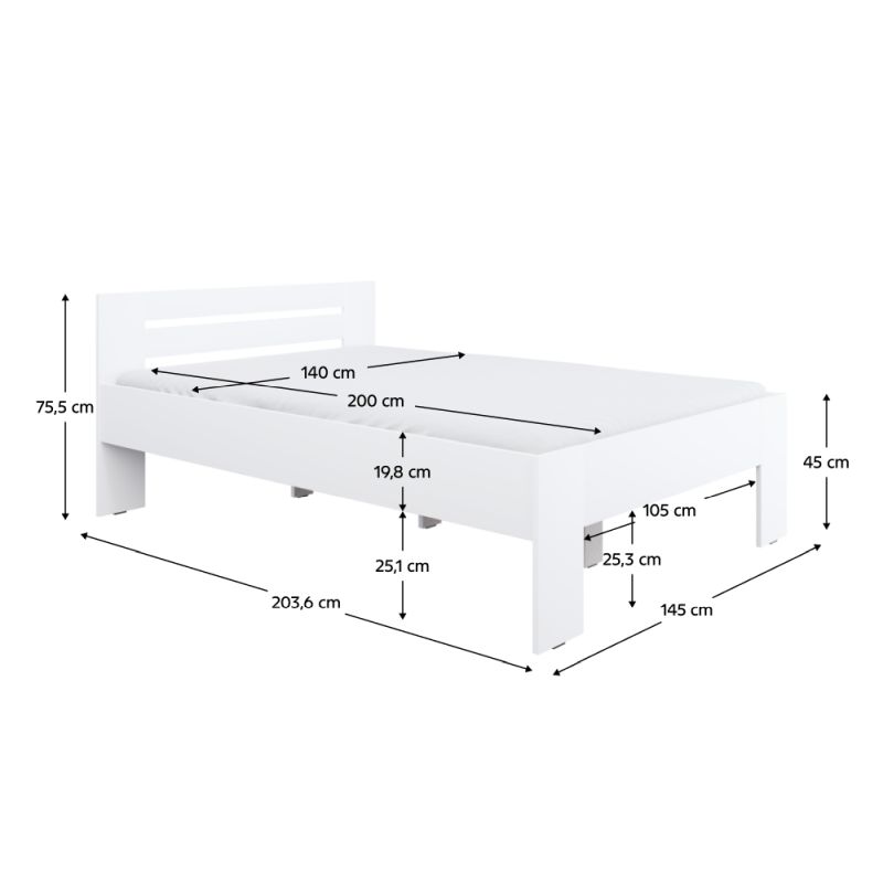 Posteľ, 140x200, biela, BASIS