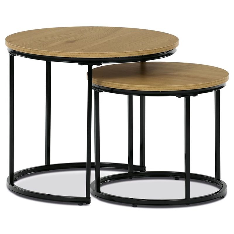 Set 2 ks stolíkov, 53x53cm, MDF, divoký dub, CT-G1145 OAK