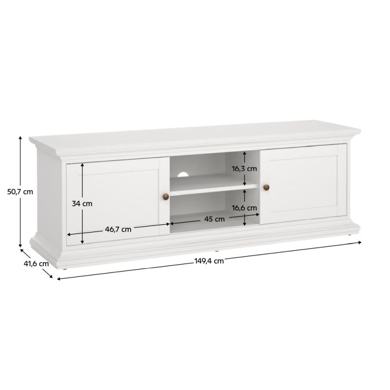 TV stolík, 149cm, biely, PARIS 77810
