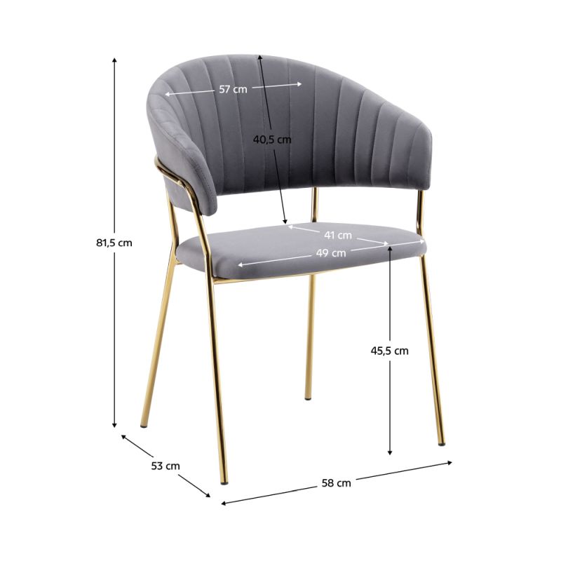 Dizajnové jedálenské kreslo, sivohnedá Velvet látka, nohy gold chróm zlatý, DASMIN TYP 1