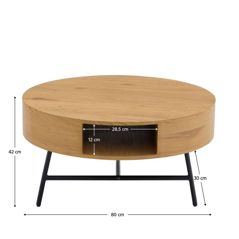 Konferenčný stolík, 80x80cm, dub, čierny, TARMON