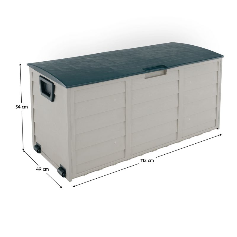 Záhradný, úložný box, plast sivý, zelený, KORTEZ