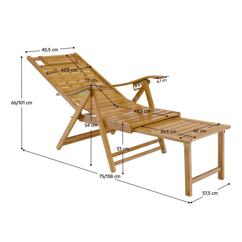 Záhradné polohovacie kreslo, prírodná, bambus, URSEL