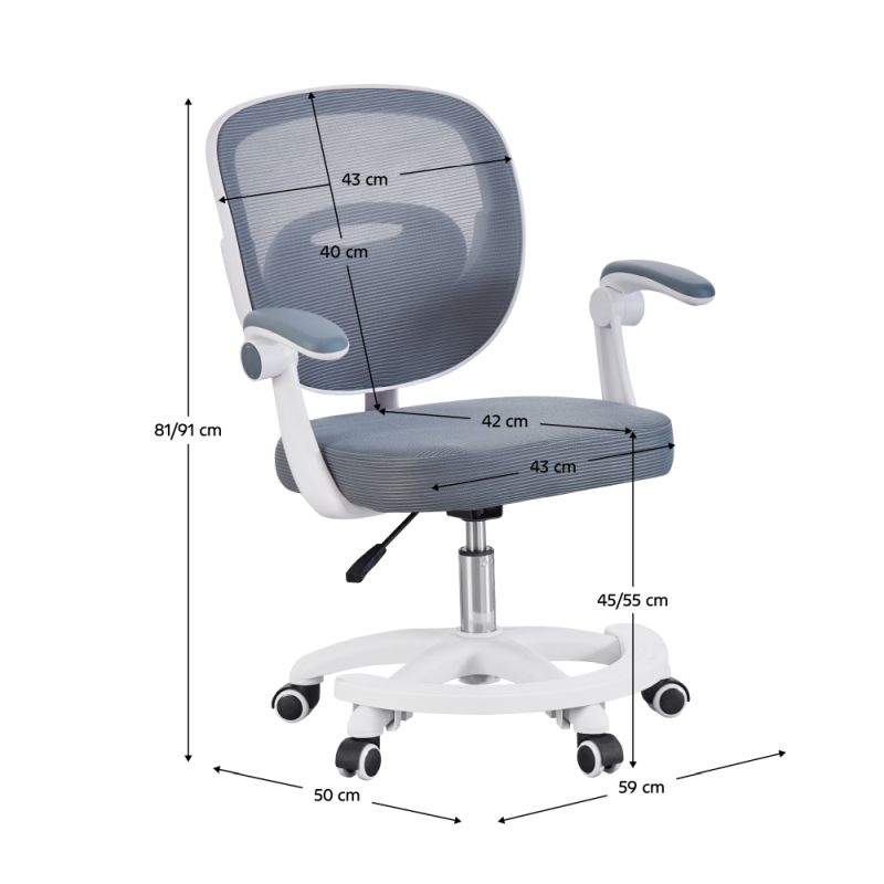 Otočná stolička, sivá sieťovina, TRIXI TYP 2