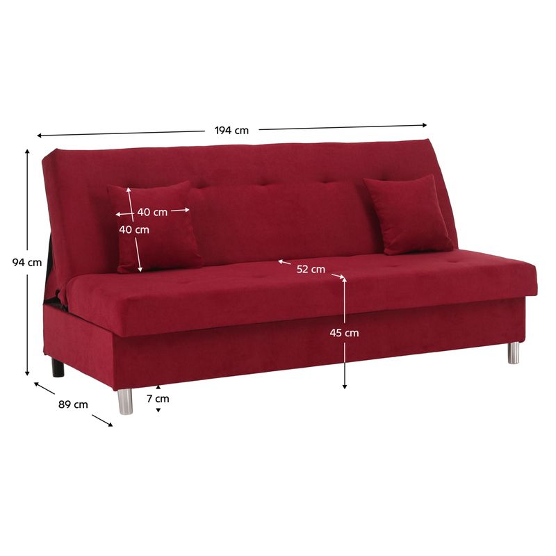 Rozkladacia pohovka, červená látka, ALADA