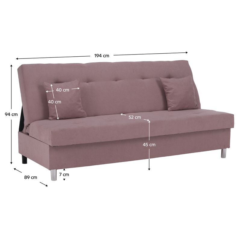 Rozkladacia pohovka, ružová látka, ALADA