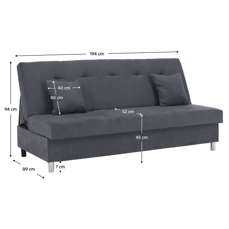 Rozkladacia pohovka, látka sivá, ALADA