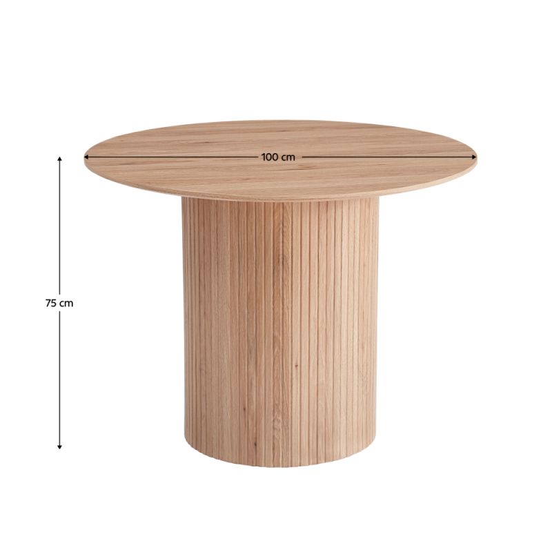 Jedálenský stôl, okrúhly 100cm, MDF, dub, PAOLO