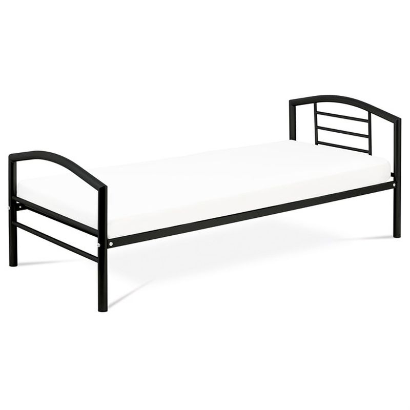Posteľ, 90x200, s roštom, kovová, čierna, BED-1900 BK
