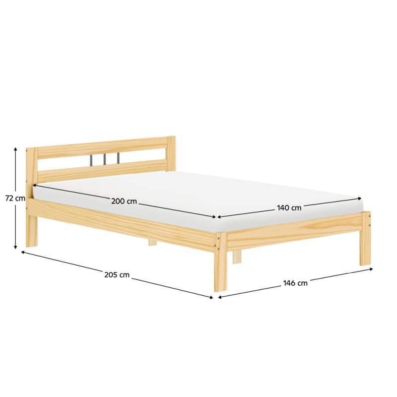 Posteľ, 140x200, s roštom, masív, prírodná, JONA