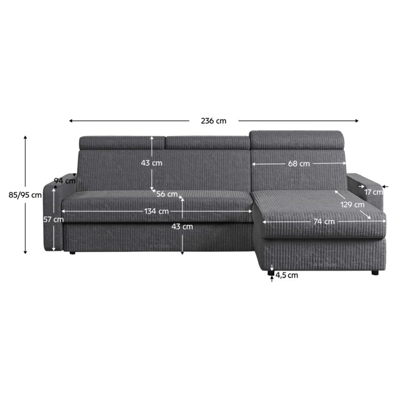 Rohová sedacia súprava, sivá látka, pravá, MORA ROH