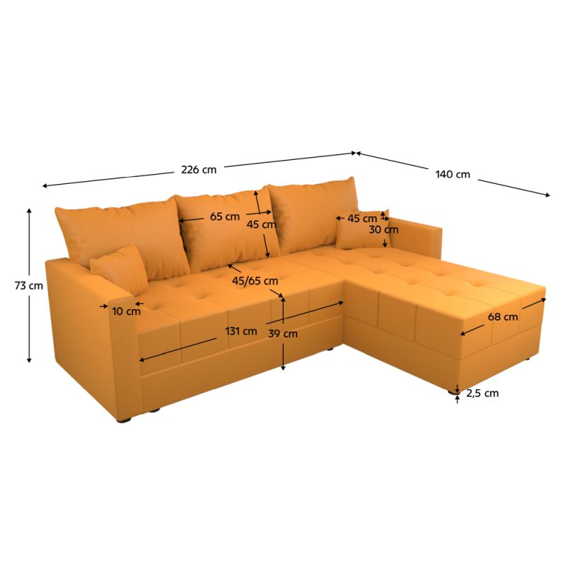 Univerzálna sedacia súprava, horčicová látka, DUAN ROH