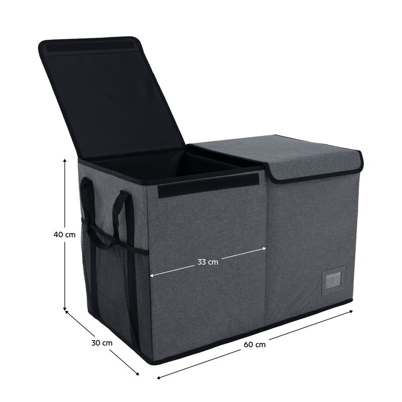 Skladací úložný box, 60cm, sivý, čierny, DETER