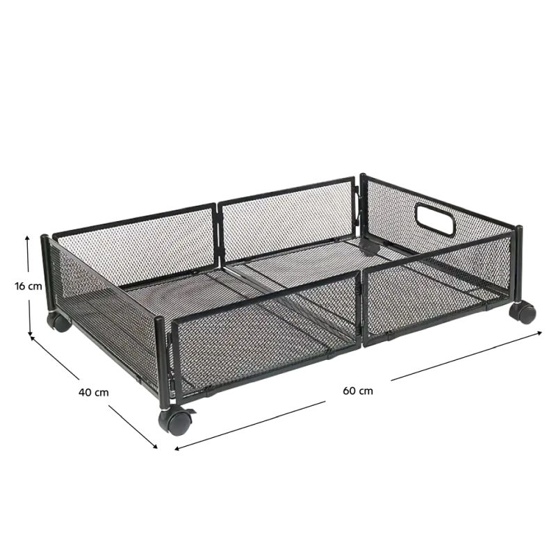 Organizér pod posteľ, 60cm, s kolieskami, čierny, TOMKO TYP 1