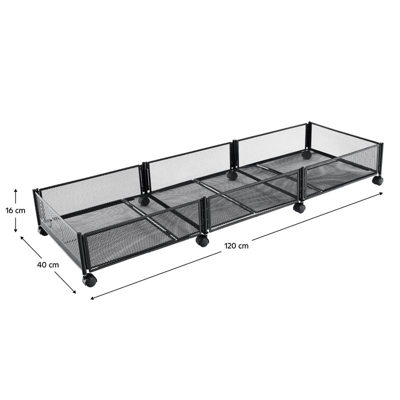Organizér pod posteľ, 120cm, s kolieskami, čierny, TOMKO TYP 2