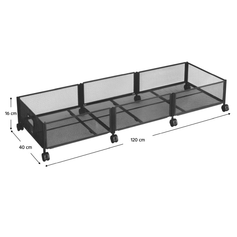 Organizér pod posteľ, 120cm, s kolieskami, čierny, TOMKO TYP 2