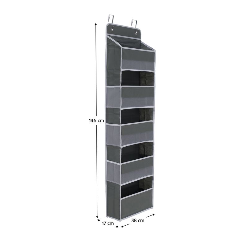 Závesný organizér na dvere, 38cm, sivý, MADON