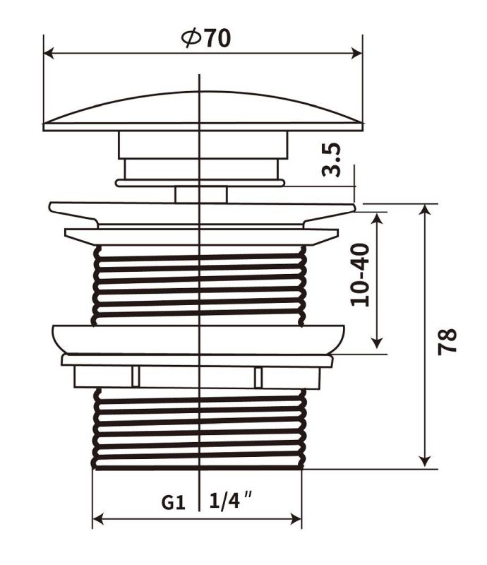 Umývadlová výpusť, sivá, KLIK-KLAK