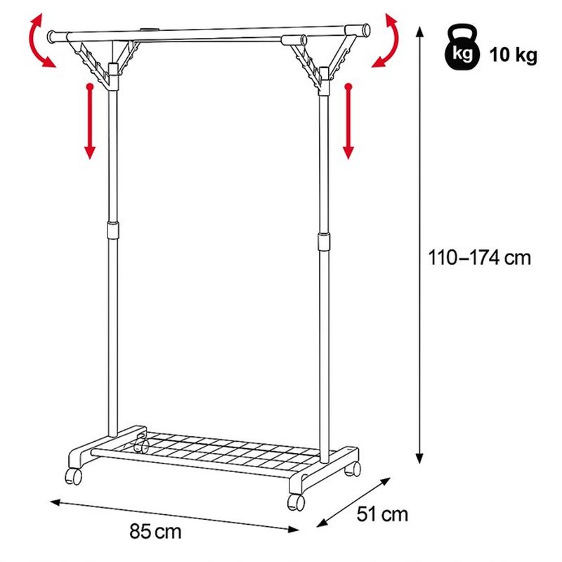 Stojan na šaty, čierny, kov, 84521 BK