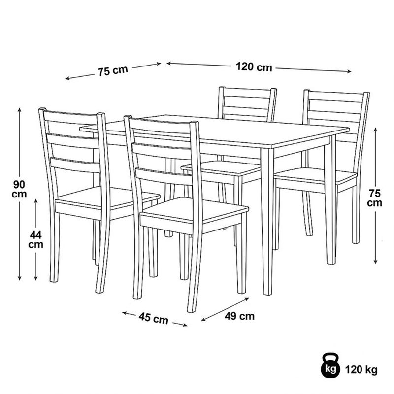 Jedálenský set 1+4, 120x75cm, MDF, biely, dub, VESPA OAK