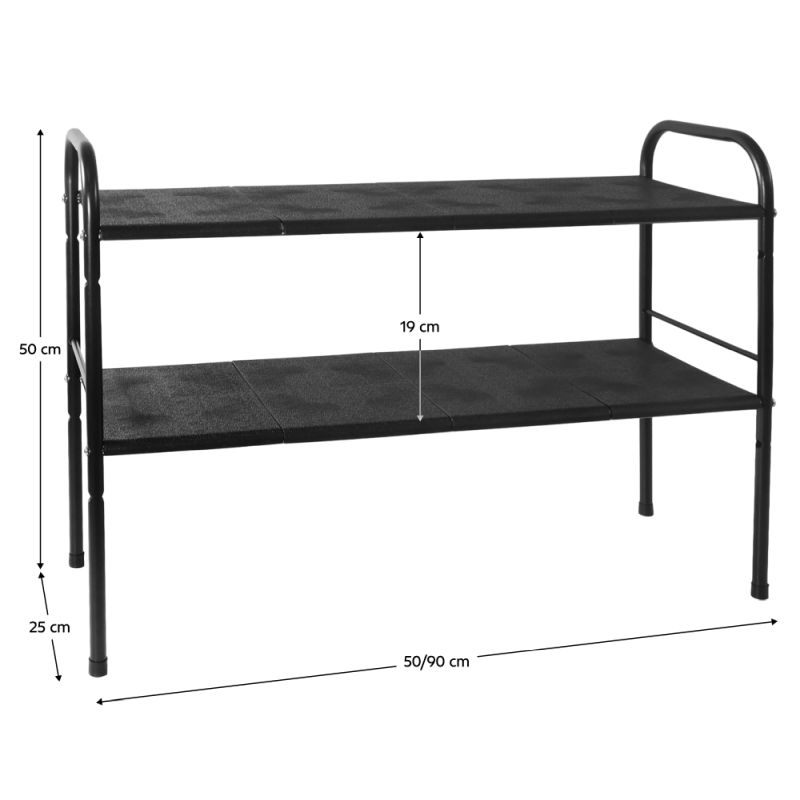 Regál, 50-90cm, nastaviteľný, čierny, SOMER