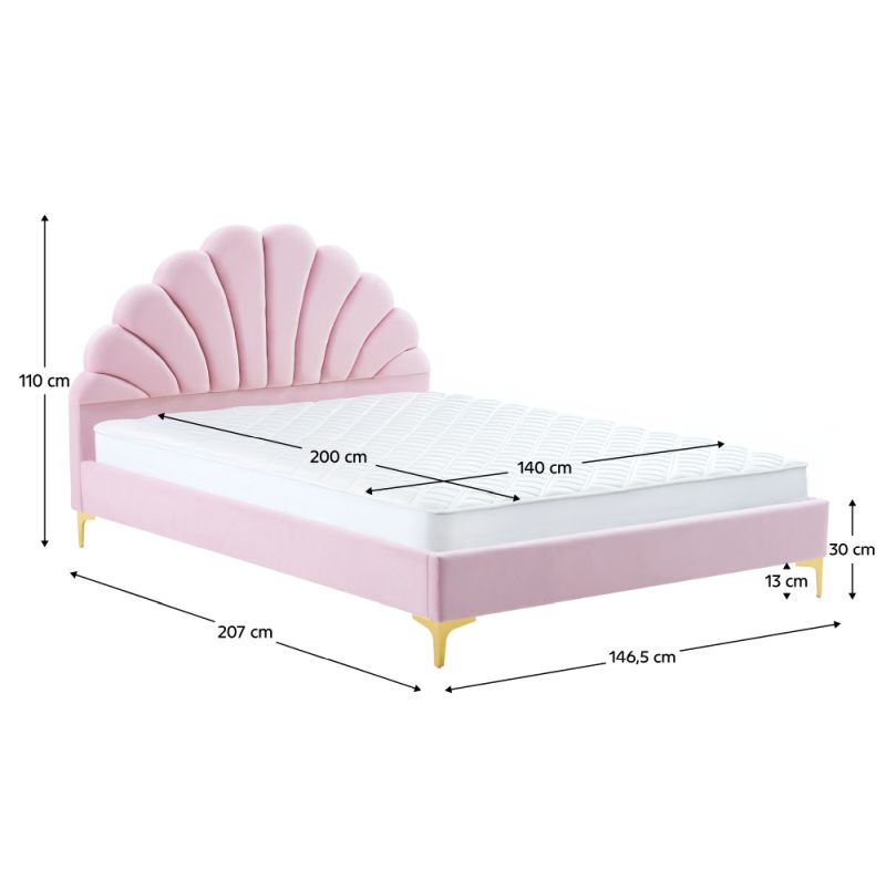 Posteľ, 140x200, s roštom, ružová, látka, ISADORA