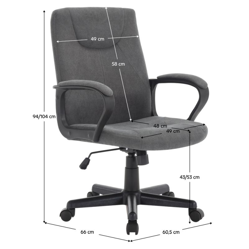 Kancelárske kreslo, tmavosivá látka, REVIN