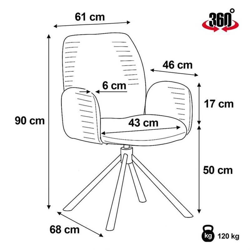 Jedálenská stolička, otočná, čierna, látka, DCH-D1330 BK2