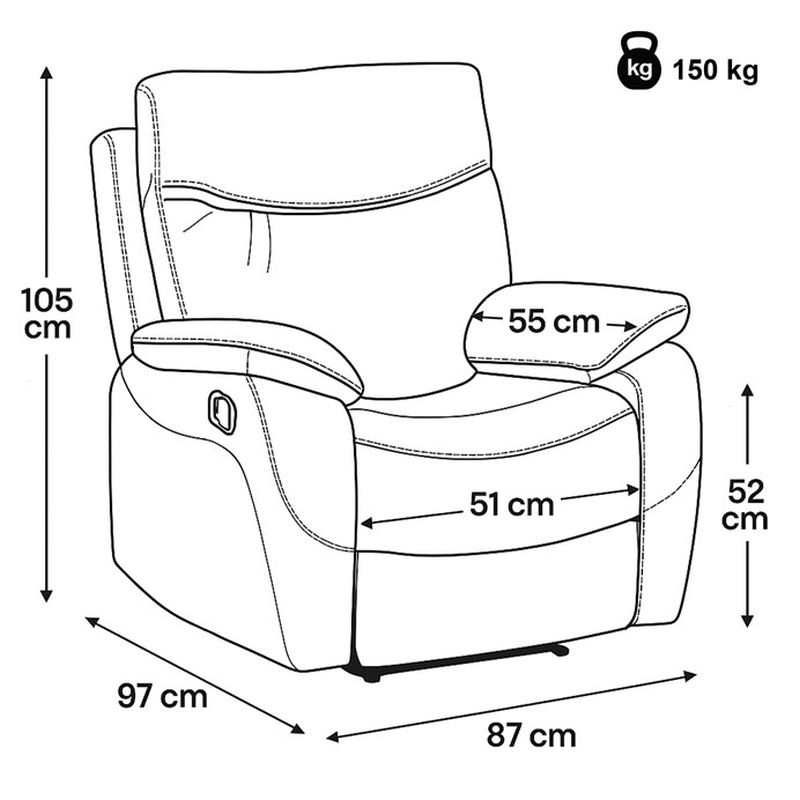 Luxusné polohovacie kreslo, TV-4092 COF3, s manuálnym ovládaním, poťah coffee látka
