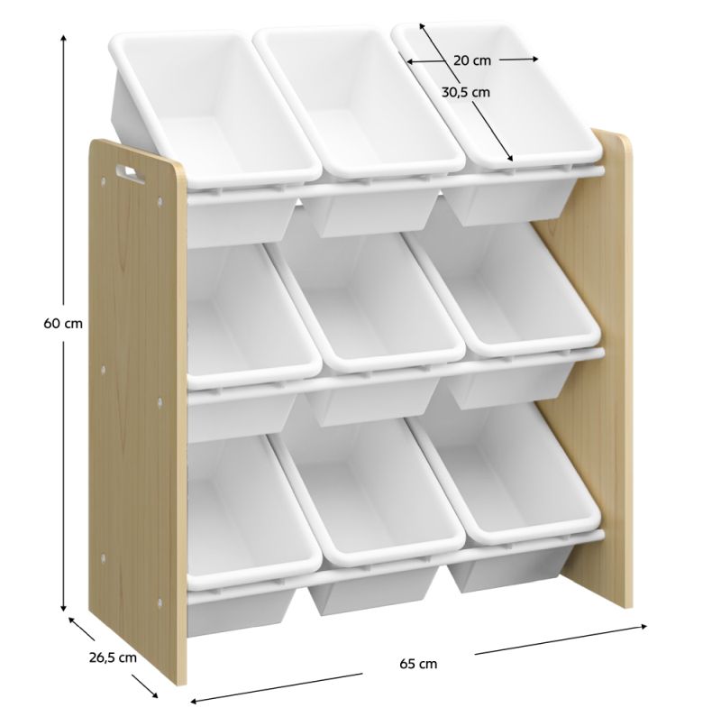 Organizér na hračky, 65cm, prírodný, biely, BOIS