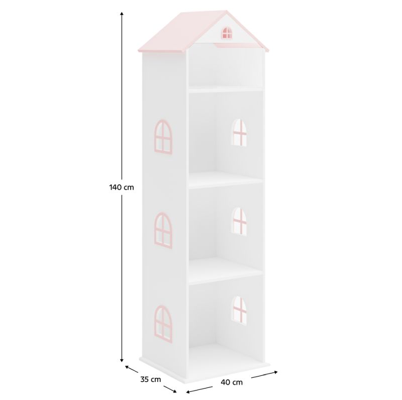Detská knižnica, 40cm, biela, ružová, MAISON TYP 2