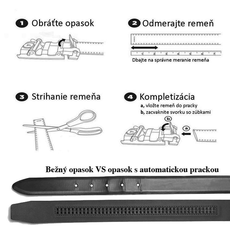 Opasok z pravej kože s automatickou prackou PREDATOR - Tmavo hnedá