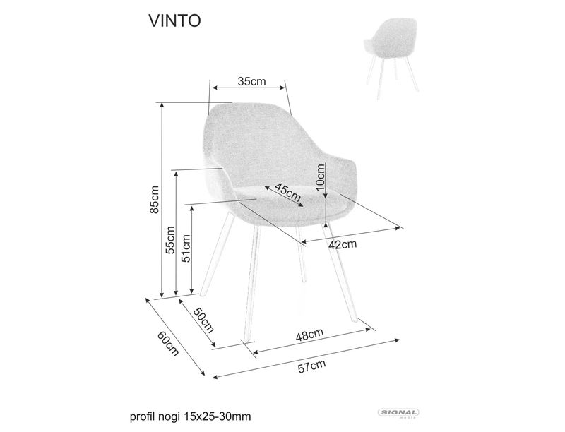 Jedálenská stolička, béžová látka, nohy kov čierny, VINTO BREGO