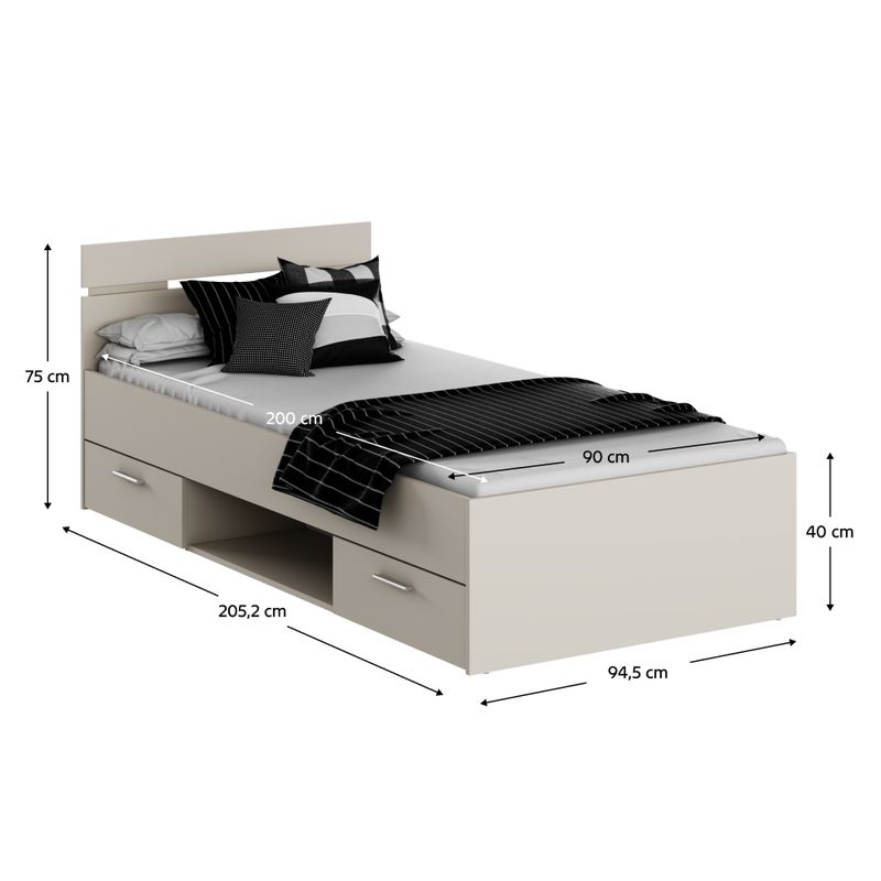 Posteľ, 90x200, cashmere, MICHIGAN NEW