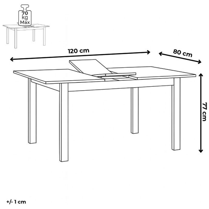 Jedálenský stôl 120-160x80cm, rozkladací, MDF, čierny, HT-D1926 BK