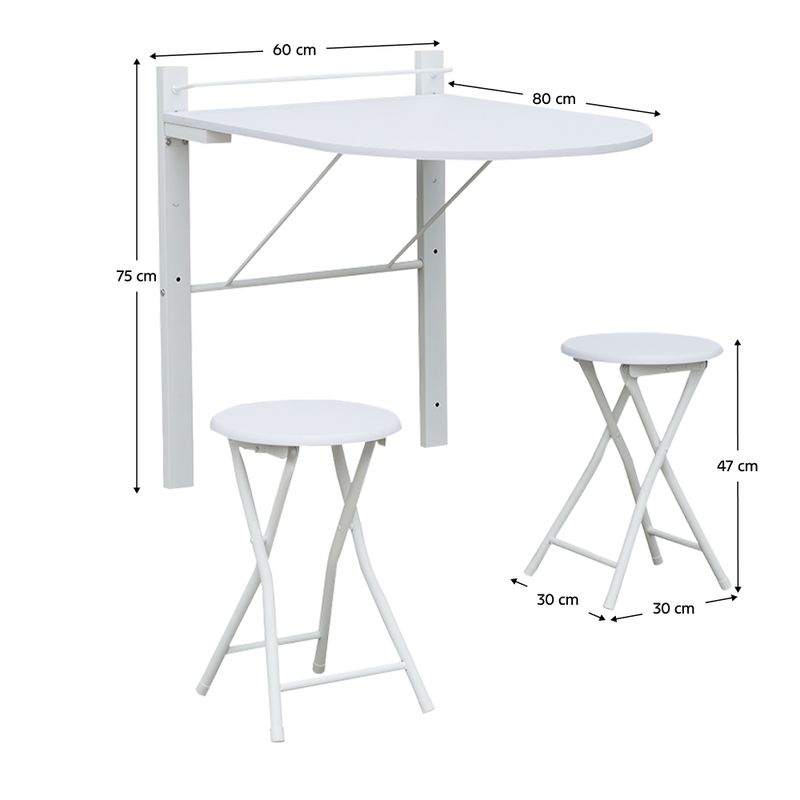 Jedálenský set 1+2, 60x80cm, MDF, biely, AMADEO NEW