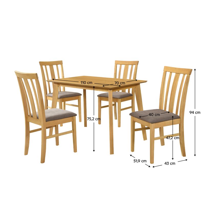 Jedálenský set 1+4, 110x70cm, MDF, dub sonoma, tmavohnedá, ROIS SET