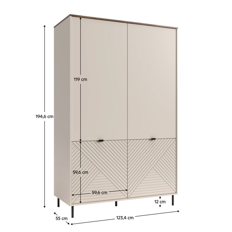 Skriňa, 123cm, vešiaková, kašmír, dub castello, EYCO 4D