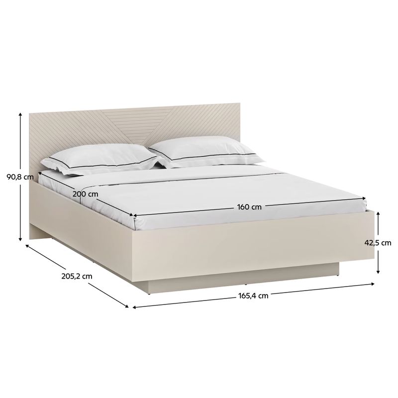 Manželská posteľ, 160x200, s roštom, kašmír, dub castello, EYCO