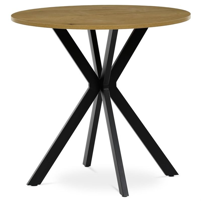 Jedálenský stôl, okrúhly, 80cm, MDF, kov, divoký dub, HT-F4108 OAK