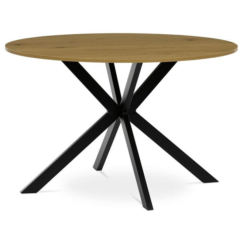 Jedálenský stôl, okrúhly, 120cm, MDF, kov, divoký dub, HT-F4120 OAK
