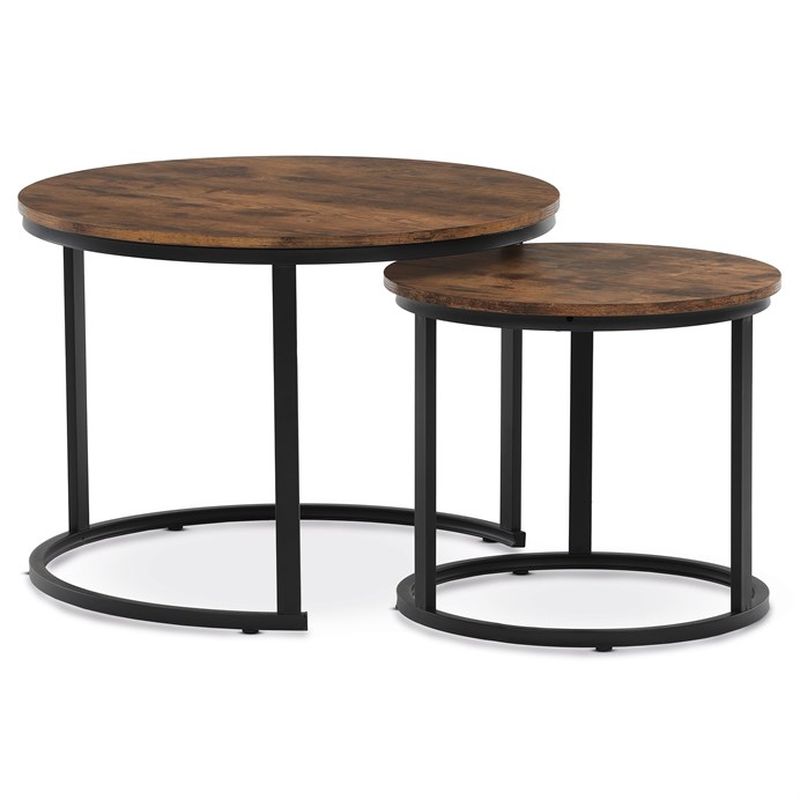 Set konferenčných stolíkov, 70x70cm, MDF, staré drevo, CT-X7122 OLW