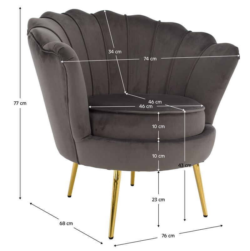 Kreslo Art-deco, kov gold chróm zlatý, sivohnedá Velvet látka, NOBLEO